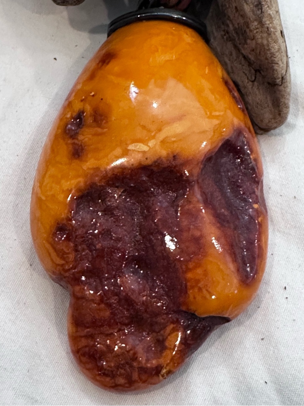 Baltic Raw Polished -Two Tone Natural Resin Pendant Necklace - Picture 3 of 8